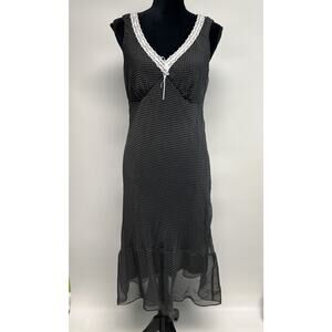 VTG Polka Dot Sheer Y2K Fairy Goth Slip Dress Sz 10 Babydoll Lace Bow Dainty